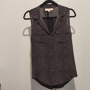 LOFT Black & White Sleeveless Utility Blouse, Size S